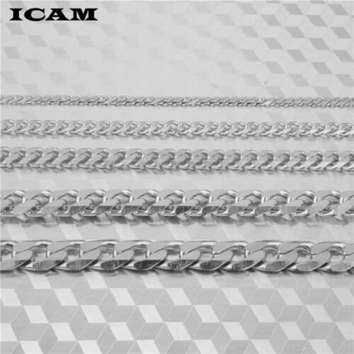 ICAM Never Fade 3mm/5mm/7mm Stainless Steel Cuban Chain Necklace Waterproof Men Link Curb Chain Gift Jewelry Length Customized