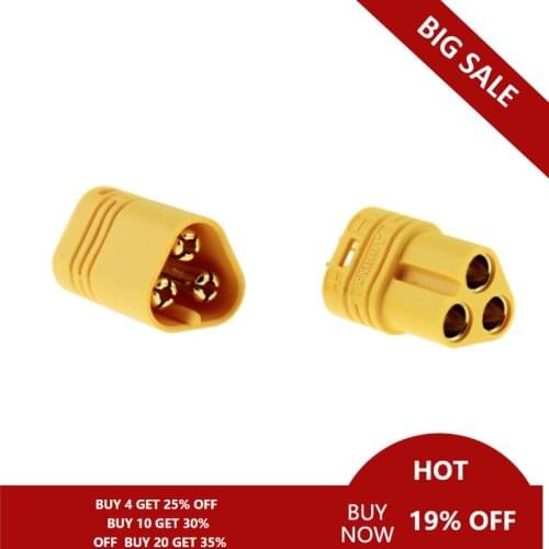 2pair AMASS MT60 3.5mm 3 Pole Bullet Connector Plug Set for RC ESC To Motor 16% OFF
