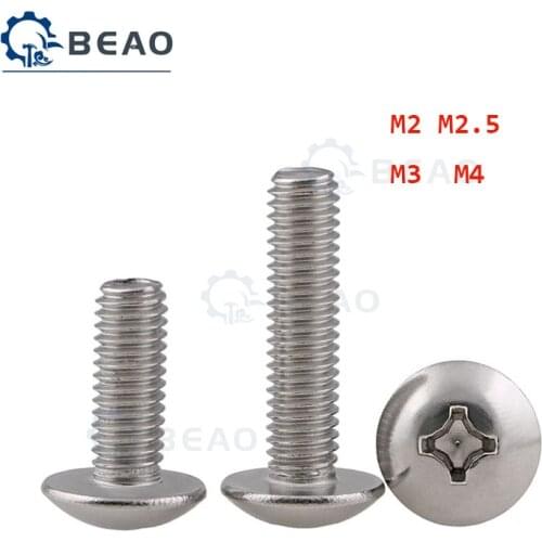 10-50Pcs M2 M2.5 M3 M4 Crosss Recessed Mushroom Screws 304 Stainless Steel Truss Phillips Screws