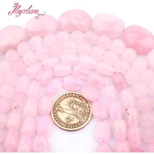 Round Freefrom Rondelle Twist Drop Rose Quartzs Natural Stone Spacer Loose Bead for DIY Accessories Women Men Jewelry Making 15"