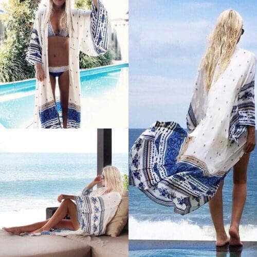 Summer Women Bathing Suit Sexy Boho Caot Cover Up Beach Long Clothes