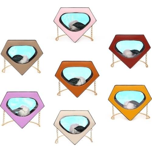 M68C Diamond Shape Fashion Chain Shoulder Bag for Women Casual Holographic Clutch