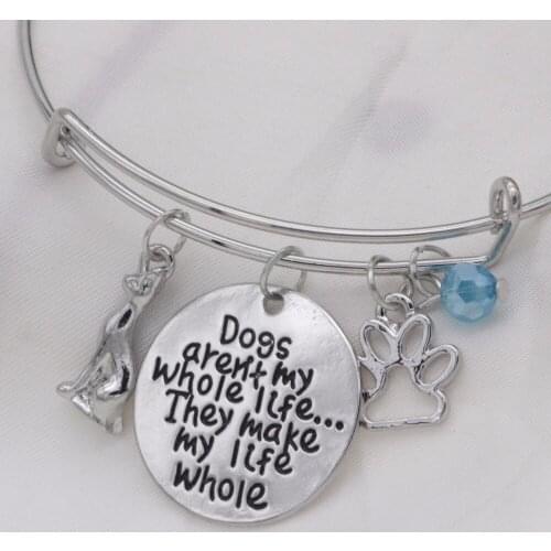 Fashion crystal jewelry Dog Jewelry Dogs aren't my whole life they make my life whole Bracelet Expandable Bracelet B142