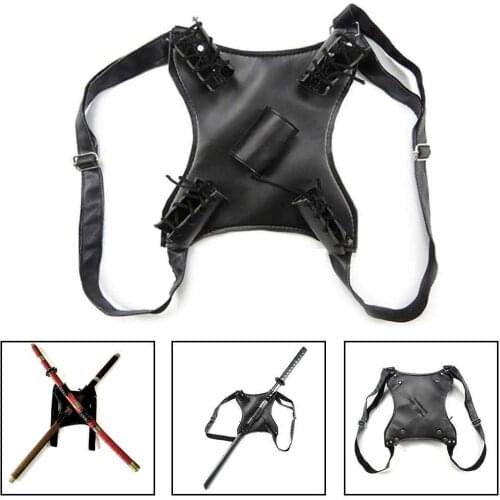 Harness Mens Leather Dual Sword Carrying Back Exotic Holder Back Cosplay Holste Pistol Belt Halloween Scabbard Harness Cost M0F6