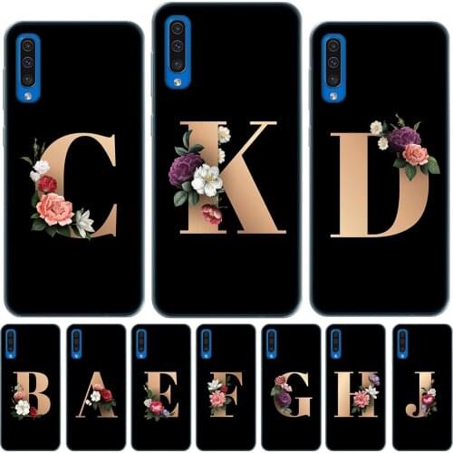 Flower 26 English Name Letters Custom New Soft Silicone Case Cover For Samsung Galaxy A8 Plus A7 A9 2018 A10 A20 A30 A40 A50 A70