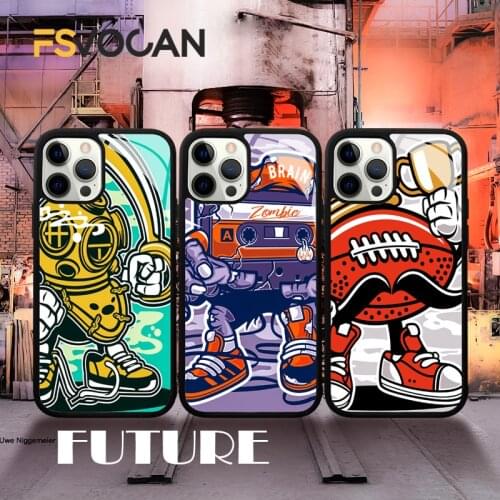 Robot Cartoon Soft TPU Silicone Rubber Phone Case Cover For iPhone 11 12 Pro Max 7 8 Plus X XR XS Cute Smartphones Accessories
