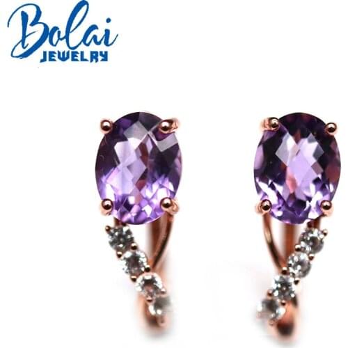 Natural brazil amethyst citrine earring oval cut 7*9mm checkerboard cutting,4.5ct real gemstone fine jewelry 925 sterling silver