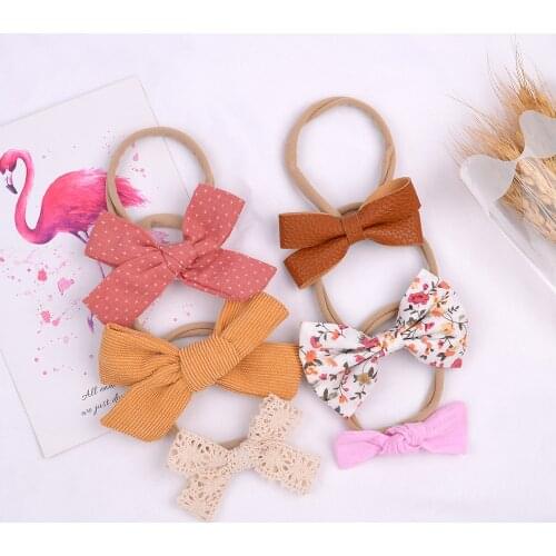 Nylon Baby Headband Set Lovely Hair Bows for Girls Printed Floral Children Headwear Kids Hair Accessories Photo Props 10Pcs/set