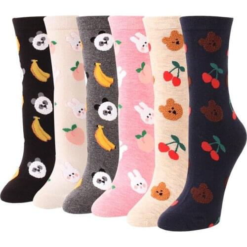Recommend !! women cartoon socks 6pairs/lot autumn-winter colorful cotton sock lady and womens animal socks fan fiscount