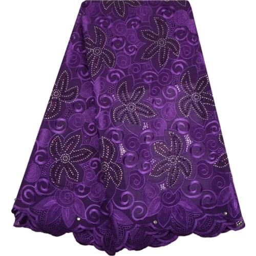 New Purple High Quality Swiss Voile Lace 2018 African Swiss Lace Fabric African Cotton Voile Lace Fabrics For Dress 1298