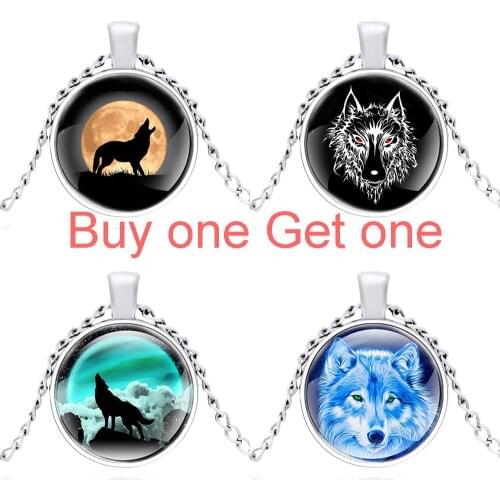 New Arrival Wolf Design Fashion Glass Dome Charm Pendant Necklace Men Women High Quality Jewelry Gifts