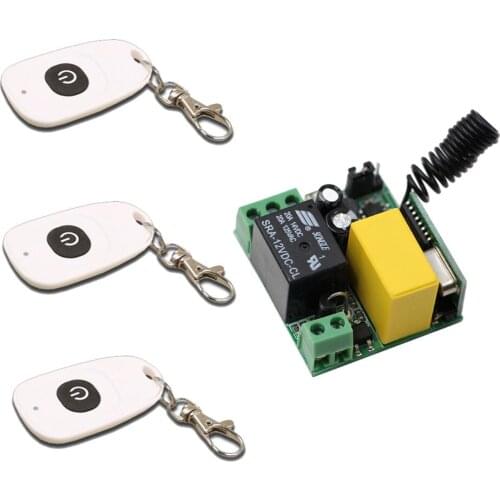 New AC220V 1CH 10A Mini Wireless Remote Control Switch 1 piece Receiver & 3 piece White Transmitter Garage Door / Window /Lamp