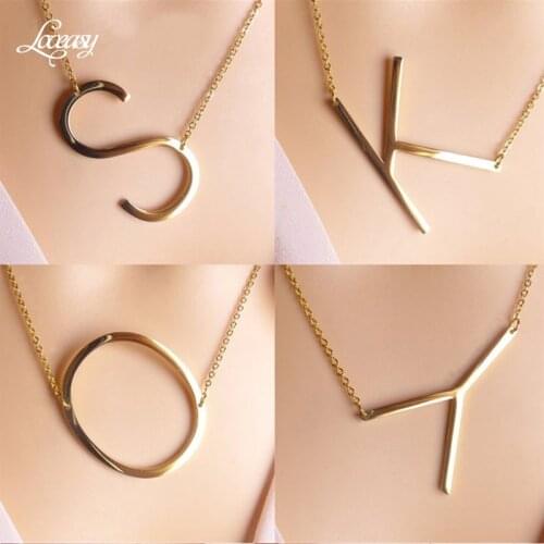 New Minimalist stainless steel 26 A-Z Letter Name Initial Necklaces For Women Long Big Letter Pendant Necklace Girl gift