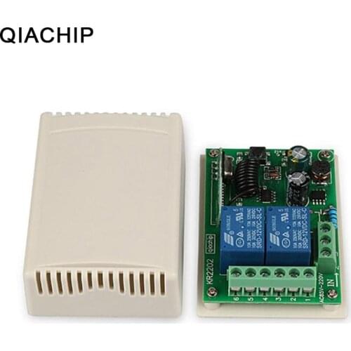 QIACHIP 433Mhz AC 110V 220V 2 CH Universal Wireless Remote Control Switch RF Relay Receiver Learning Button Light Smart Module