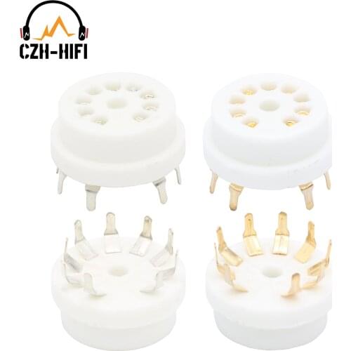 10pcs 9pin B9A Tube Socket Ceramic Valve Base Power Lamp Jack for 6922 6DJ8 12AU7 ECC81 EF86 EL84 12AT7 HiFi Amplifier DIY