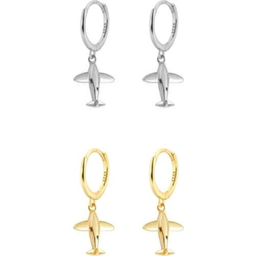 Gold Silver Color Cute Glossy Airplane Pendant Drop Earring for Women Rock Punk Party Fashion Jewelry Pendientes Wholesale 2022