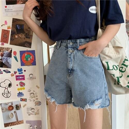 2021 Summer New High Waist Jeans Shorts Women Loose Thin A-line Wide Leg Pants Hot Pants Button Tide Fashion Denim Shorts Female