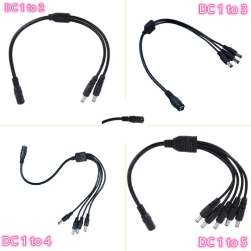 1-10pcs DC Connector Cable Splitter 1 DC Female To 2/3/4/5 Male plug Power Cord adapter CCTV Security Camera LED Strip lights