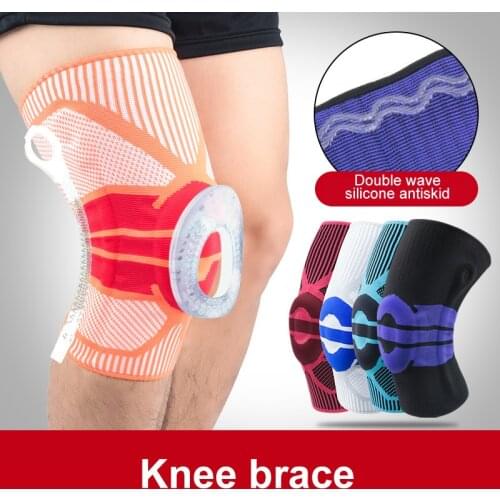 Unisex Spring Summer Sports Elastic Support Kneepad Knitted Breathable Silicone Spring Knee Protector For Yoga Basketball Gym