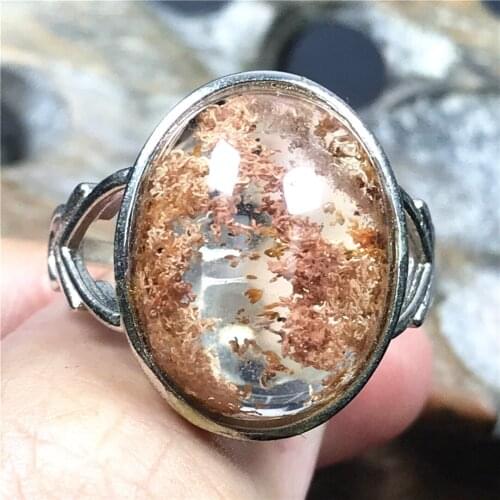 Top Natural Ghost Phantom Quartz Ring For Woman Lady Man Crystal Love Gift Oval Beads Fashion Jewelry Adjustable Size Ring AAAAA