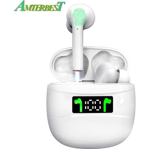 AMTERBEST J3 PRO TWS Wireless Earphones Bluetooth 5.0 Headphones IPX7 Waterproof Earbuds LED Display HD Stereo Built-in Mic