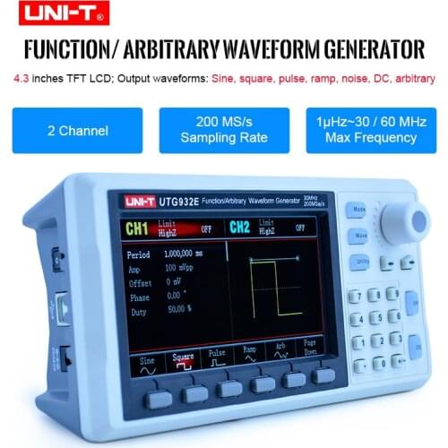 UNI-T UTG932E UTG962E Professional Arbitrary Waveform Signal Generator Source Dual Channel 200MS/s 14bits Frequency Meter 30/60