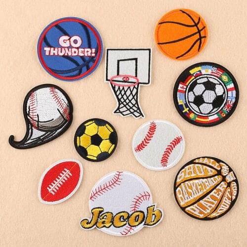 Basketball Football Baseball Embroidered Patches Iron on Patches for Clothing Sewn Stickers DIY Applique Balls Stripes