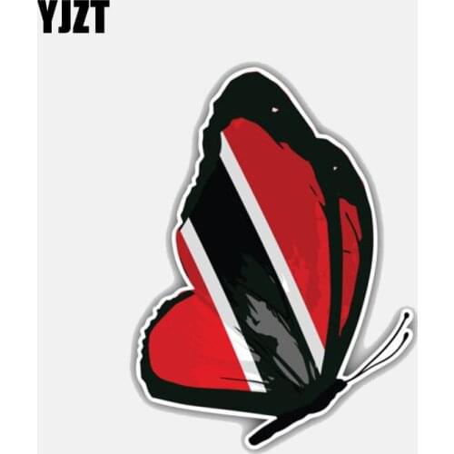 YJZT 10.7CM*8CM Car Body Car Sticker Trinidad And Tobago Butterfly Flag Decal 6-3014