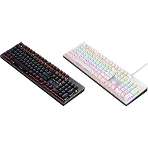 Leaven K880 Mechanical Gaming Keyboard LED RGB Rainbow Backlit Wired Keyboard for Windows PC (104 Keys)
