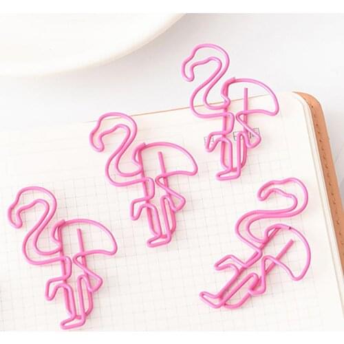 10 Pcs Pink Flamingo Bookmark Paper Clip Pin for Stationery School Supplies