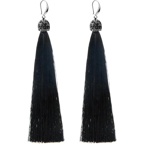 14CM 16CM Ethnic Exaggerated Long Earrings Natural Stone Rhinestone Drop Hanging Tassel Earrings Women Girl Boho Jewelry