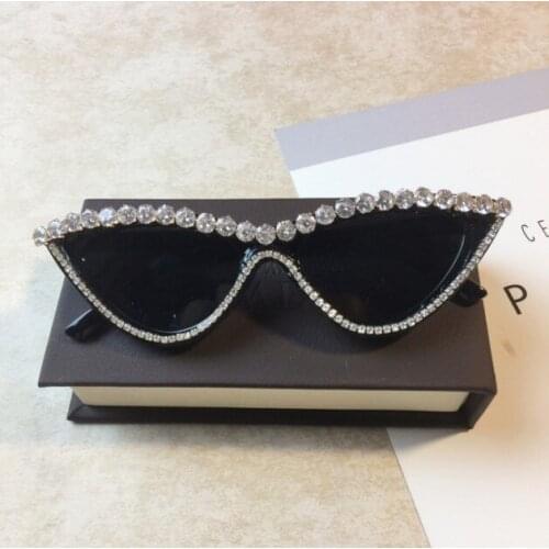 ZAOLIHU Fashion Black Cat Eye Women Sunglasses 2019 New Designer Diamond Female Eyewear UV400 Sexy Ladies Crystal Sun Glasses