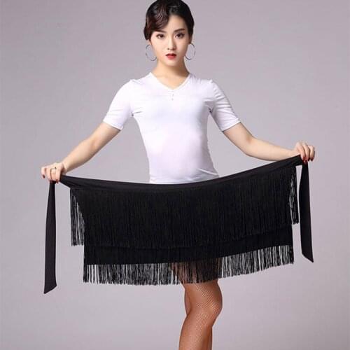 Dancing Hip Scarf Latin Dance Skirt Women Tassels Apron Costume Training Cha Cha Samba Dance Waist Towel Latin Accessories