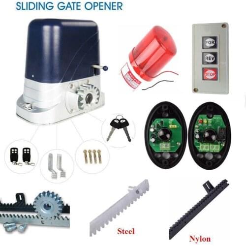 1200kgs Electric Steel Sliding Gate Motors 2 remote control gate opener with 5m 15ft racks flashing lamp push button photocell