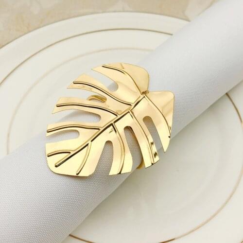 12PCS High-End Hotel Turtle Leaf Green Leaf Hawaii Wedding Napkin Button Metal Napkin Rings Party Decorations