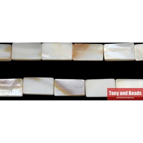 15" Strand 15x10x2mm Natural Mother of Pearl Shell Rectangle Loose Beads Approx 39CM Per Strand No.SB1