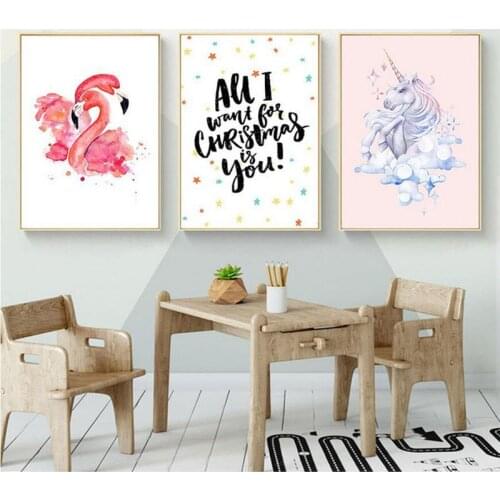 3pcs Diamond Embroidery Flamingo Unicorn picture 5D Diy Diamond Painting Cross Stitch Kit Diamond Mosaic Children BedroomZP-1166