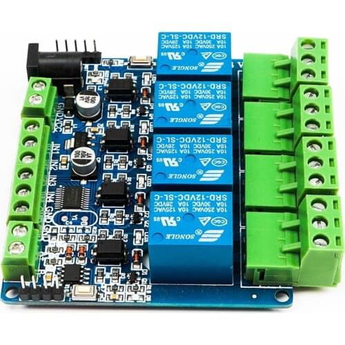 12V/24V Modbus rtu 4 channel Relay Module rs485 TTL Communication 4 Channel Input Relay Module