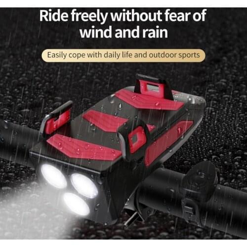 4000mAh Bicycle Light MultifunCtional 4 In OneUSB Rechargeable LED Bicycle Headlight Mobile Phone Holder Mobile Power Flashlight