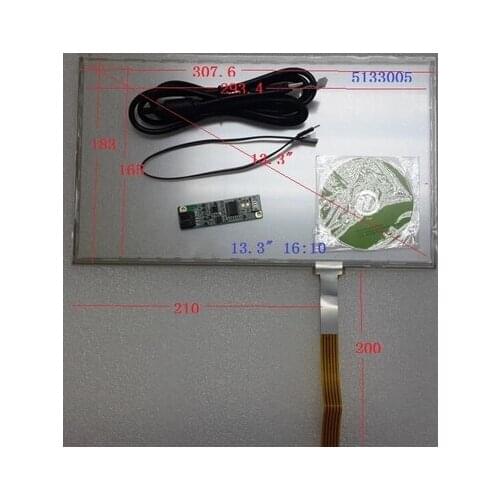 5 line New 13.3 inch touch screen 16:10 307.6*183 mm +USB card, full set of accessories 5133005 308*183 mm