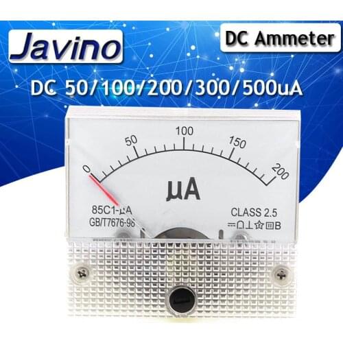 85C1-uA DC100uA 200uA 300uA 500uA Analog Ammeter Panel Current AMP Meter Gauge Mechanical Amperemeter Amperimetro