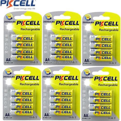 24pcs/6pack Rechargeable NI-MH AA 1.2v Batteries 2300mah-2600mAh Batteria Cell NiMH High Quality For Flashlight