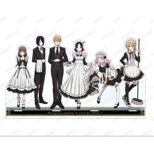 Anime Kaguya-sama: Love Is War Cute Maid Cat Series Large Acrylic Stand Figure Model Fujiwara Chika Shirogane Miyuki Desk Toy