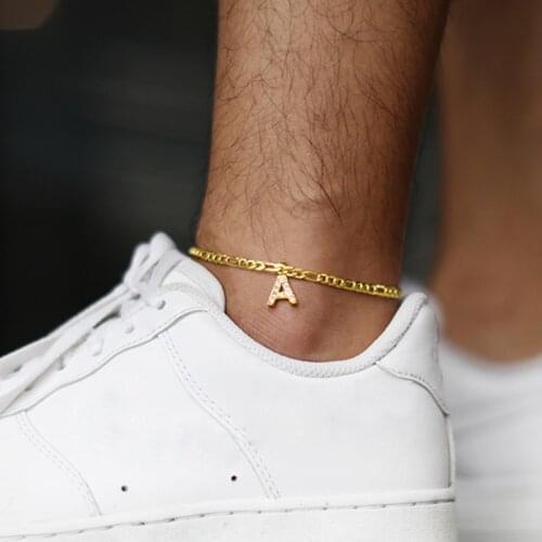 Letter Initial Ankle Bracelet On The Leg Alphabet Anklets For Women Gold Zircon Jewelry Stainless Steel Feet Chain Friends Gifts