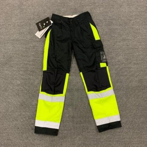 High-quality Men Night Work Pants Hip Hop Joggers Fluorescent Yellow Reflective Trousers Wear-resistant Sturdy Safety Overalls