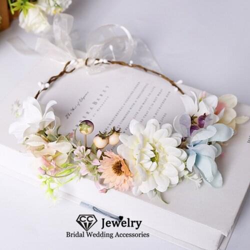 CC Tiara Flowers Women Hairwear Wedding Accessories Engagement Hair Ornaments Forest Style 100% Handmade Headdress Party 58387