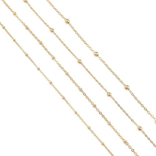 High Quality 1m Width1.6/2mm 18k Gold Plated Ball Chain Necklace Bead Chain For DIY Jewelry Making Bracelet Anklet Accessories