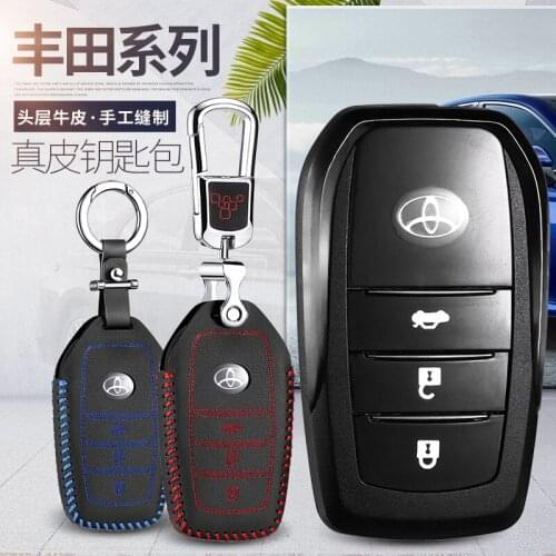 Car key case cover for toyota camry 2012 corolla 2017 rav4 2016 prado 2015 86 2014 FJ Cruiser 2012 keychain key chain leather