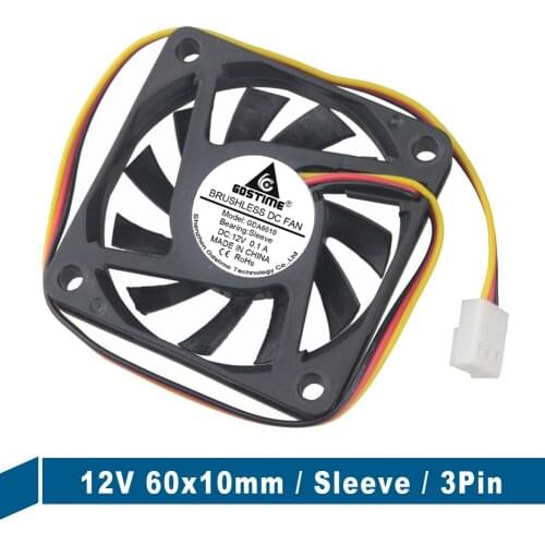 10 PCS Gdstime DC 12V 6010s 60x60x10mm 3pin FG Function 60mm 6cm Computer PC CPU Brushless Case Cooling Cooler Axial Fan
