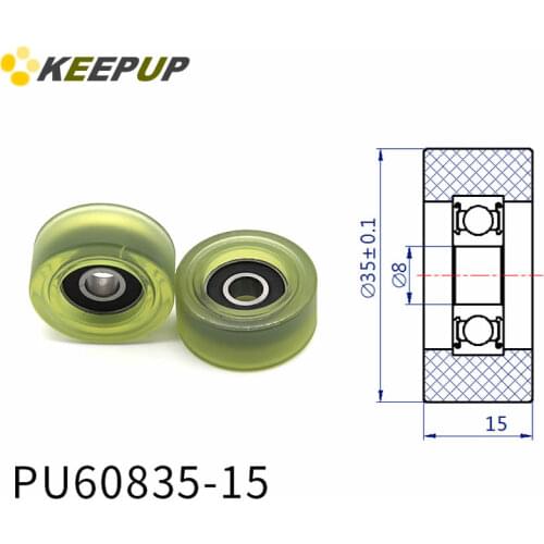 Diameter 35mm, PU polyurethane bearing ,Rubber coated soft pulley/Roller ,width 15mm